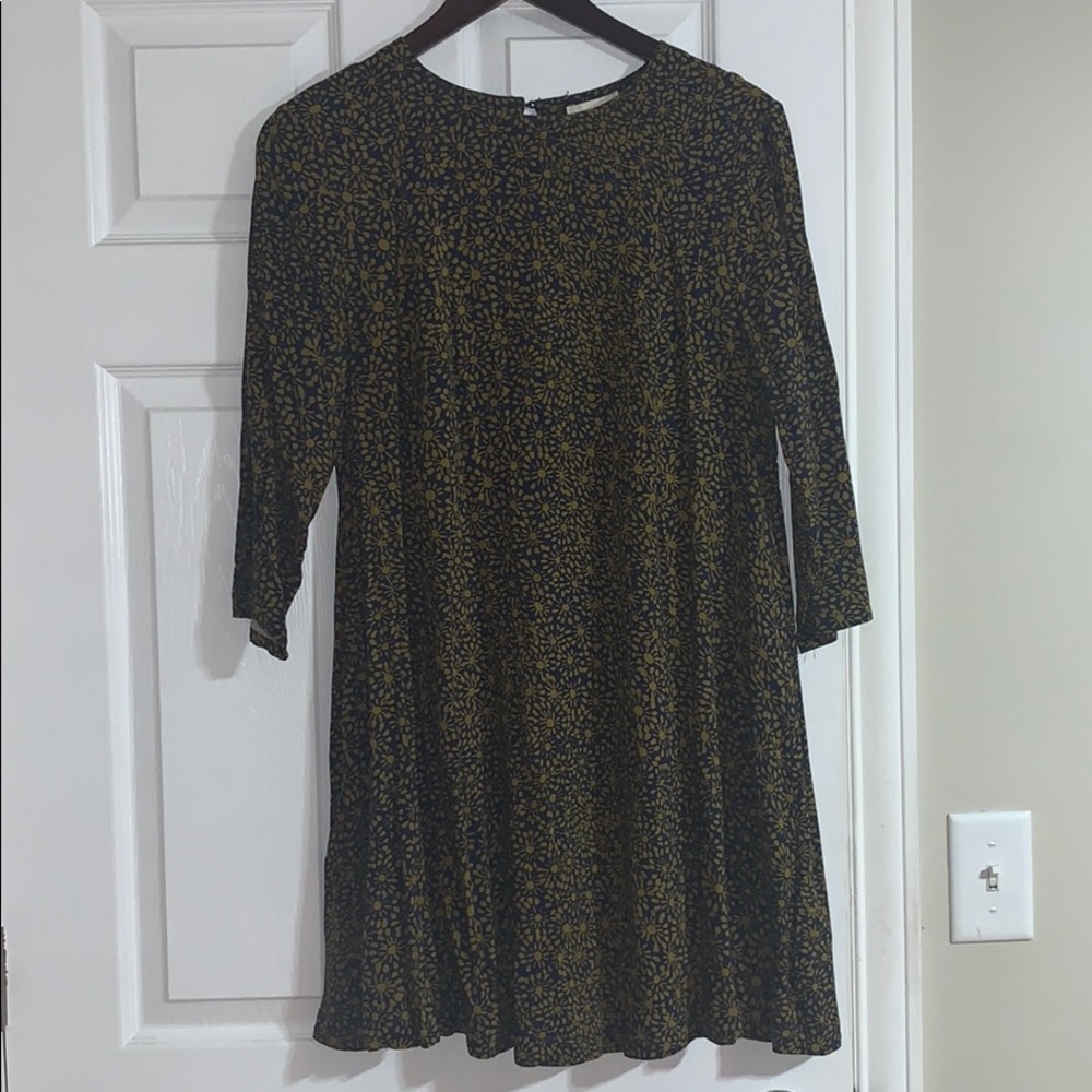 3/4 Sleeve Floral Pattern Dress